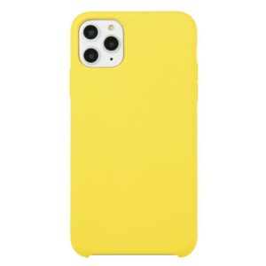 For iPhone 11 Pro Max Solid Color Solid Silicone Shockproof Case (Light Yellow) (OEM)