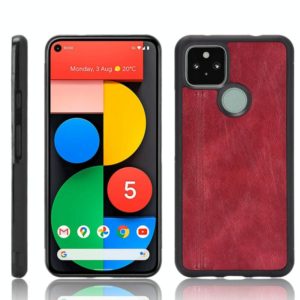 For Google Pixel 5 Shockproof Sewing Cow Pattern Skin PC + PU + TPU Case(Red) (OEM)