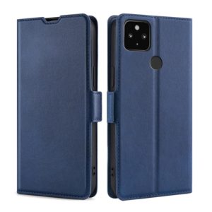 For Google Pixel 5 XL 4G & 5G / Pixel 4a 5G Ultra-thin Voltage Side Buckle PU + TPU Horizontal Flip Leather Case with Holder & Card Slot(Blue) (OEM)