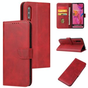 For Huawei P30 Calf Texture Buckle Horizontal Flip Leather Case with Holder & Card Slots & Wallet(Red) (OEM)