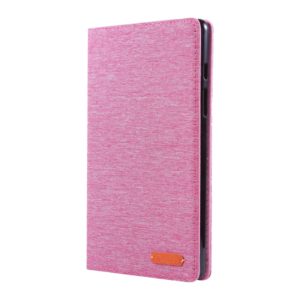 For Galaxy Tab A8.0 T290 / T295 (2019) Cloth Teature Horizontal Flip PU Leather Case with with Holder & Card Slots(Rose Red) (OEM)