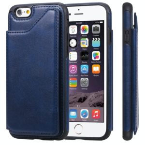For iPhone 6 Shockproof Calf Texture Protective Case with Holder & Card Slots & Frame(Blue) (OEM)