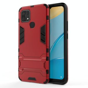 For OPPO A15 Shockproof PC + TPU Protective Case with Hidden Holder(Red) (OEM)