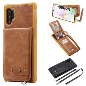For Galaxy Note 10 Plus Vertical Flip Wallet Shockproof Back Cover Protective Case with Holder & Card Slots & Lanyard & Photos Frames(Brown) (OEM)