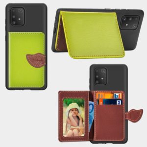 For Galaxy S10 Lite / A91 Leaf Buckle Litchi Texture Card Holder PU + TPU Case with Card Slot & Wallet & Holder & Photo Frame(Green) (OEM)