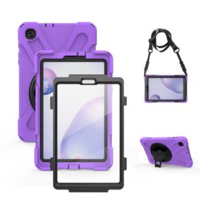 For Samsung Galaxy Tab A 8.4 2020 T307U Shockproof Colorful Silicone + PC Protective Case with Holder & Shoulder Strap & Hand Strap & Screen Protector(Purple) (OEM)