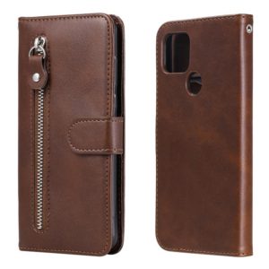 For Google Pixel 5 XL / Pixel 4a 5G Fashion Calf Texture Zipper Horizontal Flip Leather Case with Holder & Card Slots & Wallet(Brown) (OEM)