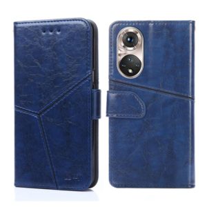 For Honor 50 Pro Geometric Stitching Horizontal Flip Leather Phone Case(Blue) (OEM)