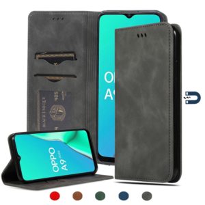 For OPPO A9 2020 & A5 2020 & A11X Retro Skin Feel Business Magnetic Horizontal Flip Leather Case(Dark Grey) (OEM)