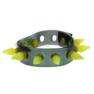 Alter Ego UV Black Bracelet / Wristband With Yellow Spikes