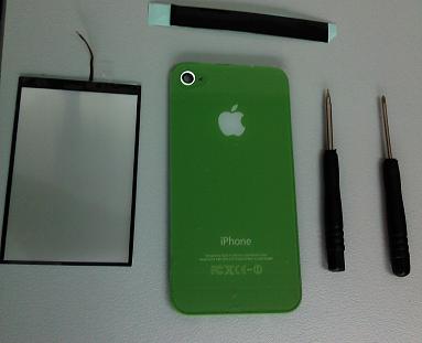 iPhone 4S Back Glass with glowing Apple Logo, Φωτιζόμενο πίσω καπάκι για iPhone 4S Πράσινο