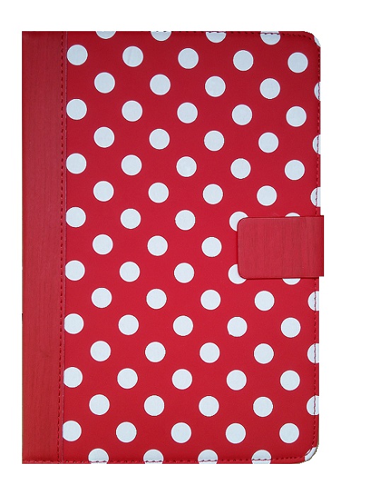 Δερμάτινη Θήκη Follo With Stand for Tablet 7-8 inch Κόκκινη Με Λευκές Βούλες (OEM)