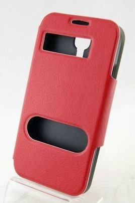 Samsung Galaxy S4 i9500 Caller ID Book Cover Flip Case Red S4CIBCFCR