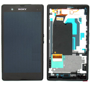 Sony L36h Xperia Z Complete LCD with digitizer and centre board in black