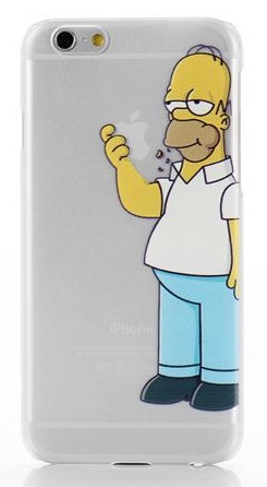 Apple iPhone 6/6S 4.7 - Θήκη Πλαστικό Πίσω Κάλυμμα Διαφανής Λευκή Με Λόγκο Simpson Eat The Apple Logo (ΟΕΜ)
