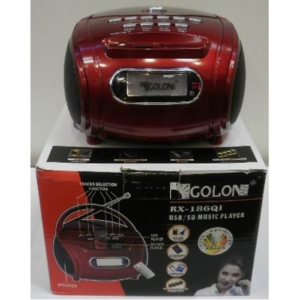 Golon RX-186 Mini MP3/Fm radio Speaker with built-in MP3 player and FM radio, support MP3 play from USB/SD Card - Black- Φορητό ηχείο με δυνατότητα αναπαραγωγής Mp3 μέσω USB ή SD κάρτας και ενσωματωμένο FM δέκτη -Κόκκινο-