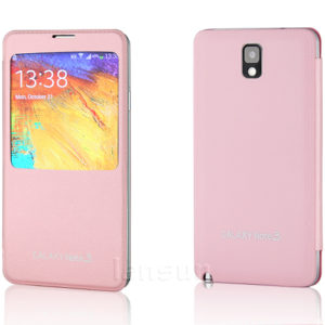 Samsung Galaxy Note 3 N9005 S-View Flip Leather Case Battery Back Cover - Pink OEM