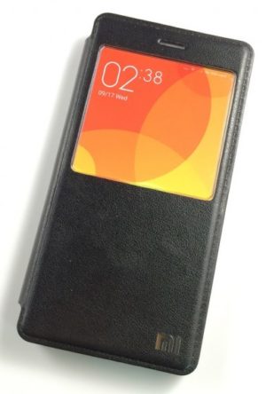 Xiaomi Redmi 2 - Δερμάτινη θήκη πορτοφόλι με παράθυρο Και Πίσω Πλαστικό Κάλυμμα Μαύρο (ΟΕΜ)