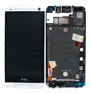 HTC One (M7) LCD With Digitizer And Frame Assembly Ασημί (Bulk)