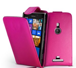Nokia Lumia 925 Leather Flip Case Ροζ ΟΕΜ