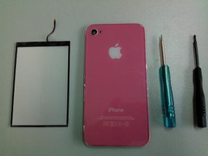 iPhone 4S Back Glass with glowing Apple Logo, Φωτιζόμενο πίσω καπάκι για iPhone 4S Ροζ