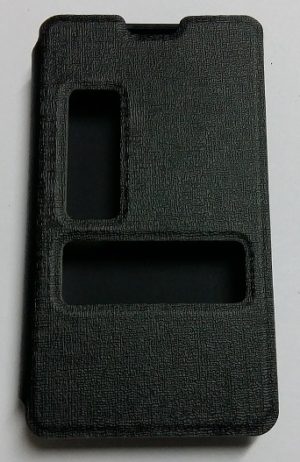 Nokia Lumia 520/525 - Δερμάτινη Θήκη Με Παραθυράκια Και Πίσω Κάλυμμα Θήκη Σιλικόνης Μαύρο (OEM)