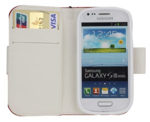 Galaxy S III mini i8190 Δερμάτινη Θήκη Πορτοφόλι Άσπρη
