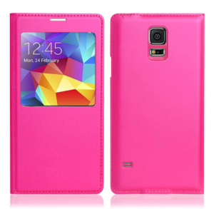 Samsung Galaxy S5 G900 - S-View Flip Leather Case Battery Back Cover Φούξια (ΟΕΜ)