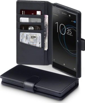 Δερμάτινη Θήκη Πορτοφόλι Με Πίσω Κάλυμμα Σιλικόνης Sony Xperia XA1 Μαύρο (OEM)