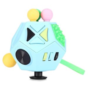 Fidget Dodecagon –12-Side Fidget Cube Relieves Stress and Anxiety Anti Depression Cube for Children and Adults with ADHD ADD OCD Autism (A1 Cyan) (OEM)