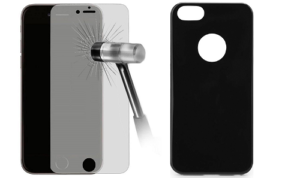 Σετ Θήκη Ultra Thin TPU Gel Με Προστατευτικό Οθόνης Tempered Glass 3D 9h WTP002 Μαύρο για Apple iPhone 7 Plus Μαύρη