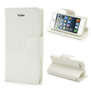 iPhone 5/5S Δερμάτινη Stand Θήκη Πορτοφόλι - Λευκό OEM