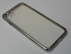 Apple iPhone 7 Θήκη TPU Gel Διαφανής Με Ασημί Bumper OEM