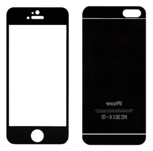 Apple iPhone 5/5S/5C - Προστατευτικό Οθόνης Premium Tempered Glass Colorful Nano Slim Front-Back 0.2 mm 9H Μαύρο (Ancus)