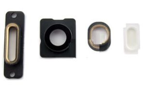 iPhone 5S camera lens earphone chrome ring charging connector ring and flash light 4pcs set in Gold