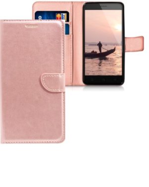 Δερμάτινη Θήκη Πορτοφόλι Με Πίσω Κάλυμμα Σιλικόνης για Huawei P10 Lite Ρόζ-Χρυσό (ΟΕΜ)