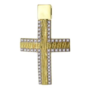 Γυναικείος βαπτιστικός σταυρός διπλής όψης χρυσός 14Κ