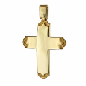 Λουστρέ ανάγλυφος βαπτιστικός σταυρός χρυσός 14Κ