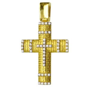 Ανάγλυφος σταυρός γυναικείος βαπτιστικός χρυσός 14Κ