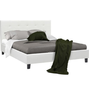 Κρεβάτι Desi pakoworld διπλό 160x200 PU χρώμα λευκό ματ με ανατομικές τάβλες + Δώρο Γάντια Εργασίας(Εως 6 Άτοκες ή 60 Δόσεις)
