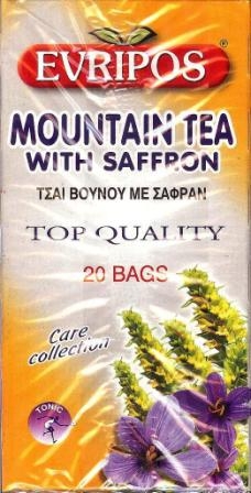 Τσάι Βουνού με ΣΑΦΡΑΝ Εύριπος 20 φάκελα 24gr Τονωτικό Φυσικό Ελληνικό Προϊόν Άριστης Ποιότητος