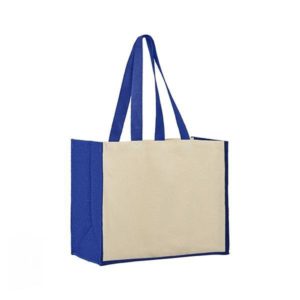 UBAG Sunset δίχρωμη τσάντα 100% Βαμβάκι 42x33x20εκ 28L Natural/Royal Blue