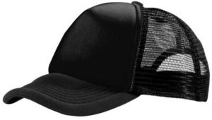 TRUCKER Πεντάφυλλο καπέλο με δίχτυ 100% Πολυέστερ 100-105gsm με σφουγγάρι στο γείσο και στο μέτωπο PF CONCEPT BLACK/BLACK