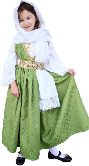 Παραδοσιακή Φορεσιά Σάμου Παιδική 6-12 ετών MARK823 GREEN 3 Σειρές Κολιέ Με Πόρπη