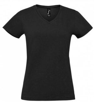 SOL S IMPERIAL V WOMEN 02941 Γυναικείο T-shirt με λαιμόκοψη V Jersey 190g/m 100% Βαμβάκι Ringspun σεμί-πενιέ BLACK-312