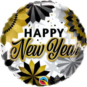 Μπαλόνι Φοιλ 18 Happy New Year Μαύρο και Χρυσό Fans 46εκ 089858