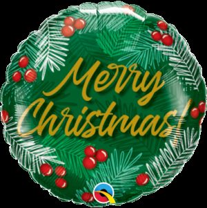 Μπαλόνι Φοιλ Merry Christmas Green & Berries 23εκ 089744