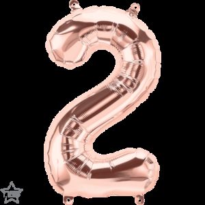 Μπαλόνι Φόιλ Μίνι Νούμερο ροζ χρυσό 2 41εκ. με βαλβίδα 059105