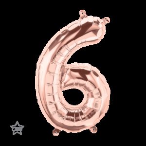 Μπαλόνι Φόιλ Μίνι Νούμερο ροζ χρυσό 6 41εκ. με βαλβίδα 059113