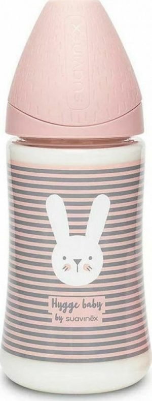 Πλαστικό Μπιμπερό Με Θηλή Σιλικόνης Whiskers Pink Rabbit 0m+ 270ml Suavinex 3162102
